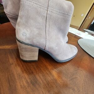 Lucky Brand Suede Ankle Boots in Light Taupe